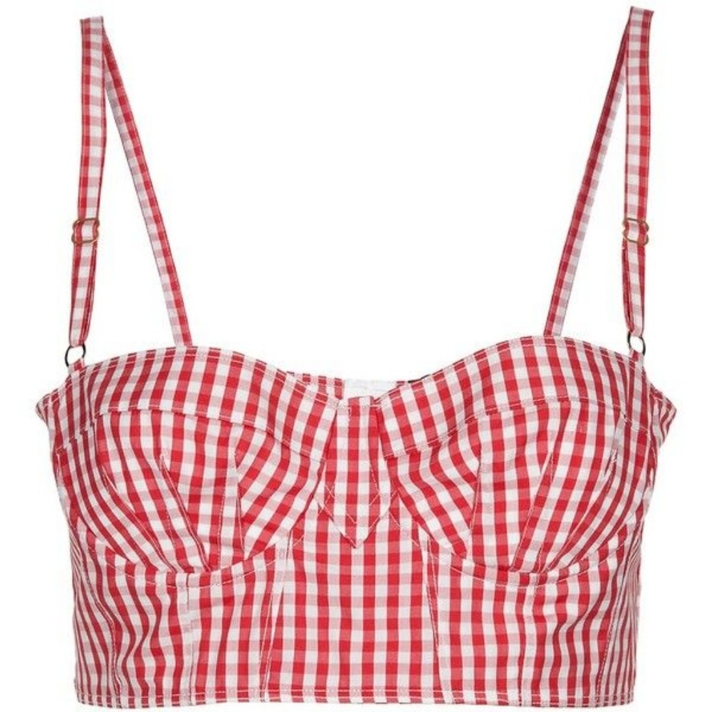 D&G Dolce & Gabbana Gingham Bustier Crop Top